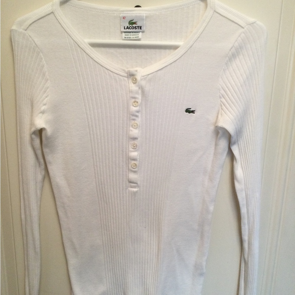 LaCoste white long sleeved shirt